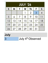 District School Academic Calendar for Las Posas Elementary for July 2026