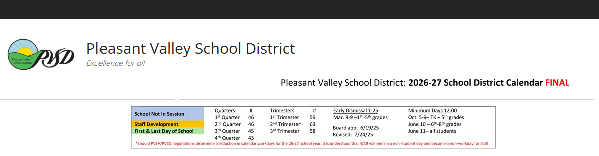 District School Academic Calendar Key for Las Posas Elementary