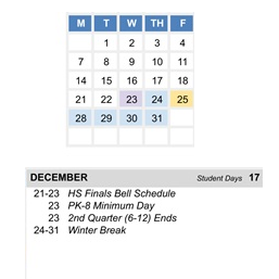 District School Academic Calendar for Amador Valley High for December 2026