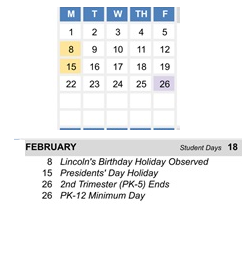 District School Academic Calendar for Amador Valley High for February 2027