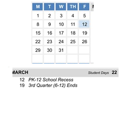 District School Academic Calendar for Amador Valley High for March 2027