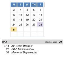 District School Academic Calendar for Amador Valley High for May 2027