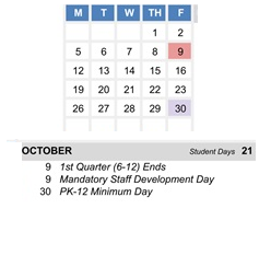 District School Academic Calendar for Amador Valley High for October 2026