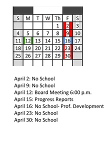 District School Academic Calendar for Brown Elementary for April 2027