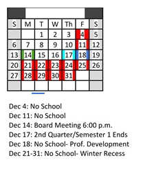 District School Academic Calendar for Brown Elementary for December 2026