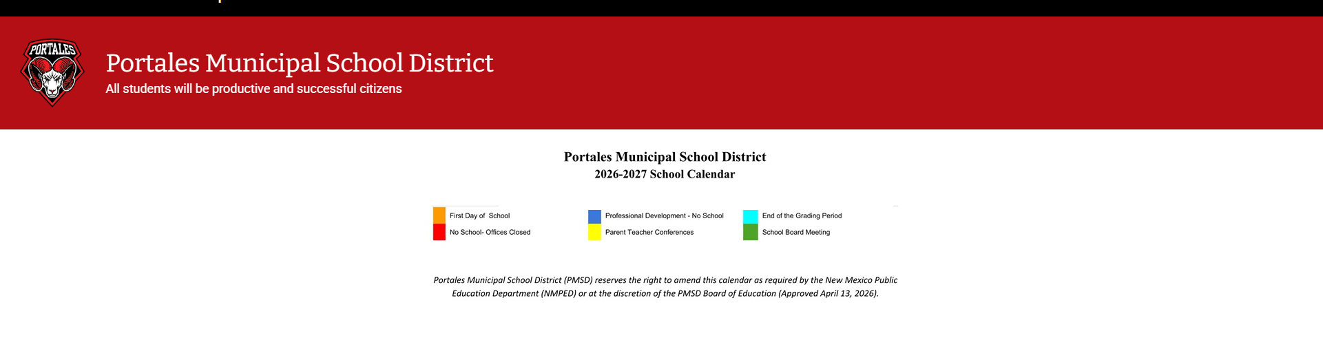 District School Academic Calendar Key for Brown Elementary