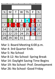 District School Academic Calendar for Brown Elementary for March 2027