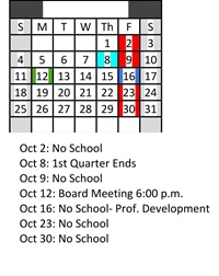 District School Academic Calendar for Brown Elementary for October 2026