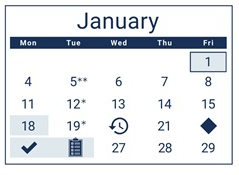 District School Academic Calendar for Lane Middle School for January 2027