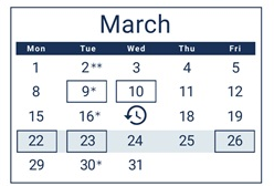 District School Academic Calendar for Lane Middle School for March 2027