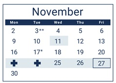 District School Academic Calendar for Lane Middle School for November 2026