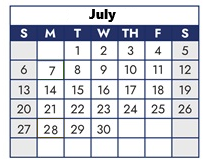 District School Academic Calendar for Peak Alternative Program for July 2026