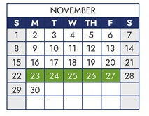 District School Academic Calendar for Peak Alternative Program for November 2026