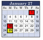District School Academic Calendar for Abraxas Continuation High for January 2027