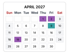 District School Academic Calendar for Avalon Elementary for April 2027