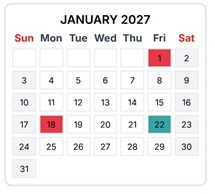 District School Academic Calendar for Avalon Elementary for January 2027