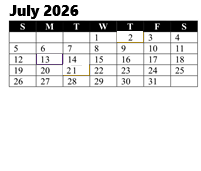 District School Academic Calendar for Rosa Parks Elementary for July 2026