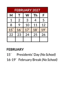District School Academic Calendar for Adelaide High School for February 2027