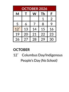 District School Academic Calendar for Adelaide High School for October 2026