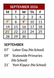 District School Academic Calendar for Adelaide High School for September 2026