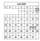 District School Academic Calendar for Edgemont School for July 2026