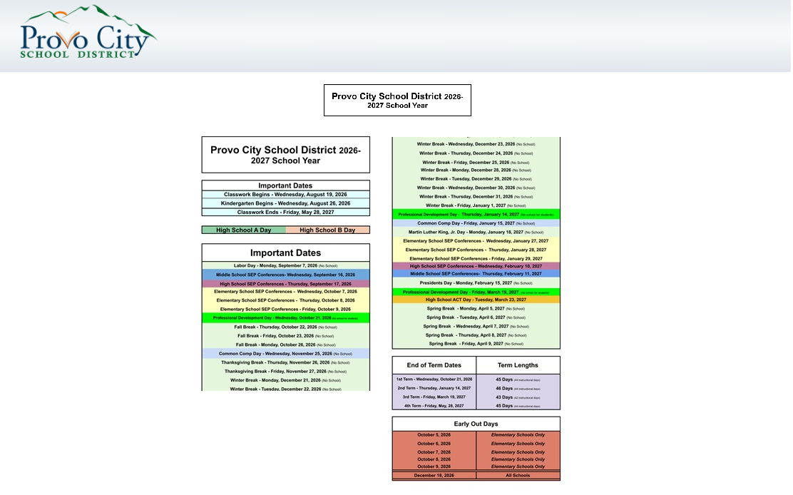 District School Academic Calendar Key for Edgemont School