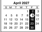 District School Academic Calendar for Olga A Hellbeck Elementary School for April 2027
