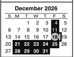 District School Academic Calendar for Olga A Hellbeck Elementary School for December 2026