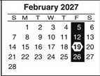 District School Academic Calendar for Olga A Hellbeck Elementary School for February 2027