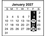 District School Academic Calendar for Olga A Hellbeck Elementary School for January 2027
