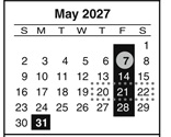 District School Academic Calendar for Olga A Hellbeck Elementary School for May 2027