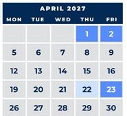 District School Academic Calendar for West Teays Elementary for April 2027