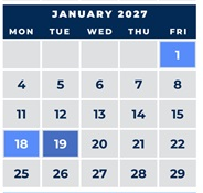 District School Academic Calendar for West Teays Elementary for January 2027
