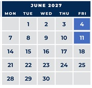 District School Academic Calendar for West Teays Elementary for June 2027