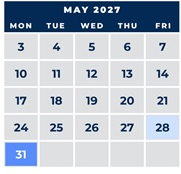 District School Academic Calendar for West Teays Elementary for May 2027