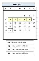 District School Academic Calendar for Quest for April 2027