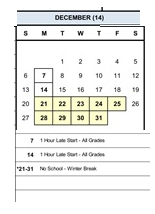 District School Academic Calendar for Quest for December 2026