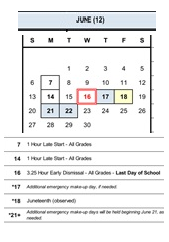 District School Academic Calendar for Quest for June 2027