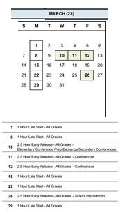 District School Academic Calendar for Quest for March 2027
