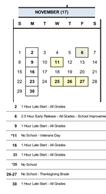 District School Academic Calendar for Quest for November 2026