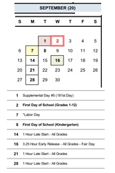 District School Academic Calendar for Quest for September 2026