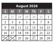 District School Academic Calendar for Giese Elementary for August 2026