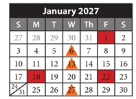 District School Academic Calendar for Giese Elementary for January 2027