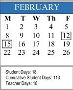 District School Academic Calendar for Ramona Community for February 2027