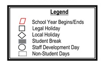 District School Academic Calendar Legend for Ramona Community