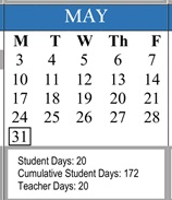 District School Academic Calendar for Ramona Community for May 2027