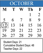 District School Academic Calendar for Ramona Community for October 2026