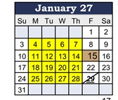 District School Academic Calendar for Longfellow Elem for January 2027