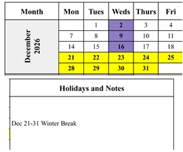 District School Academic Calendar for Edison-brentwood Academy for December 2026