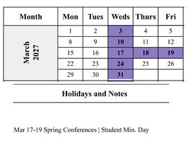 District School Academic Calendar for Edison-brentwood Academy for March 2027